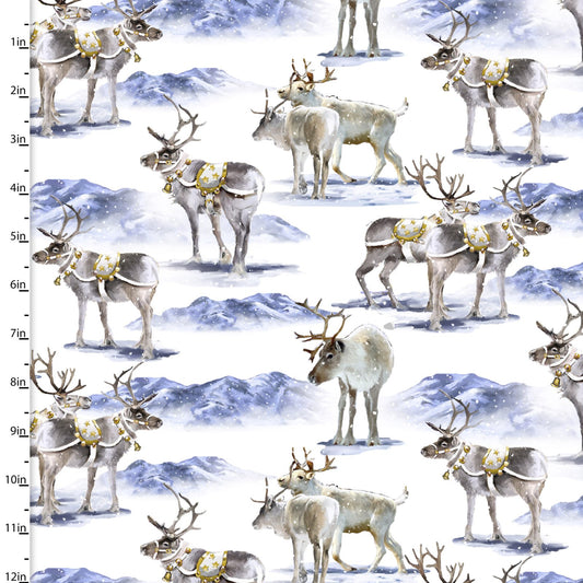 Reindeer Romp - Here Comes Santa Cotton Print Fabric - per half metre