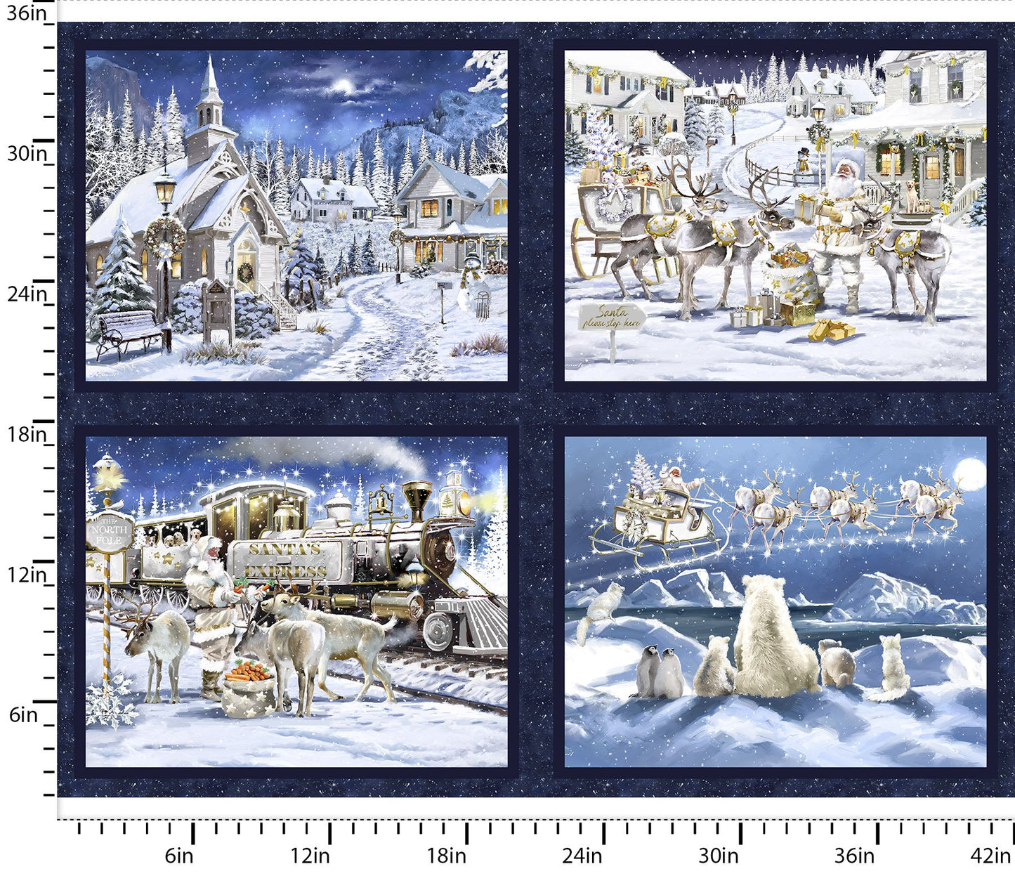 Here Comes Santa Panel - Here Comes Santa Cotton Print Fabric