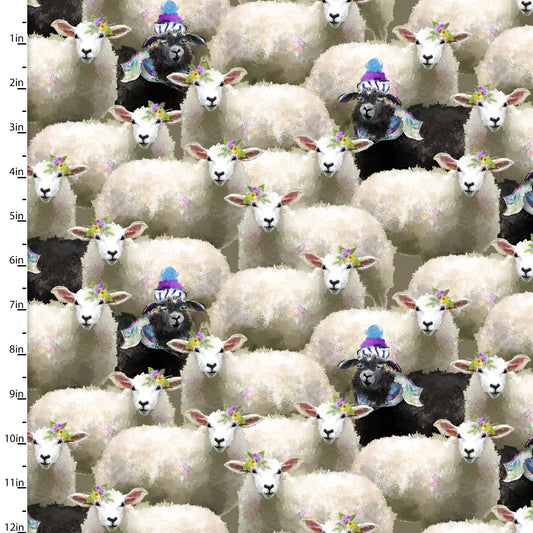 Black Sheep - Back to the Farm Cotton Print Fabric - per half metre