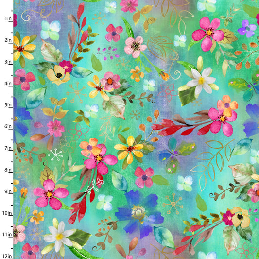 Floral Farm - Back to the Farm Cotton Print Fabric - per half metre