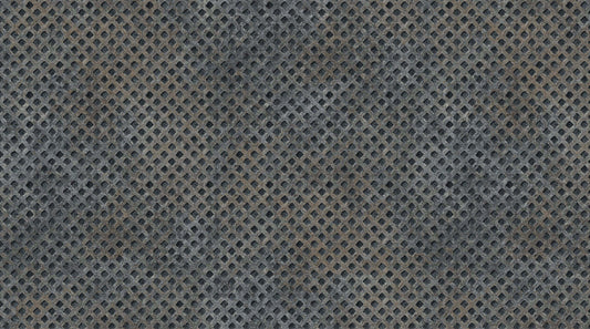 Metal Grid on Pewter - Heavy Metals Cotton Print Fabric - per half metre