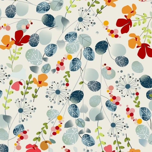 Succulant on Cream - Sewing Sanctuary Cotton Print Fabric - per half metre