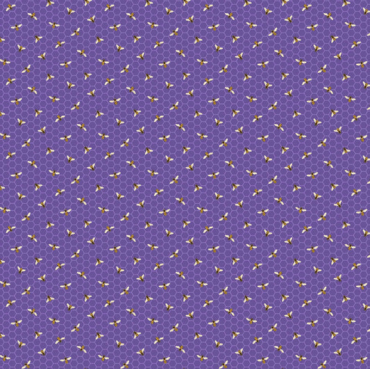 Bee Toss on Dark Purple - Lavender Market Cotton Print Fabric - End of Bolt 190cm