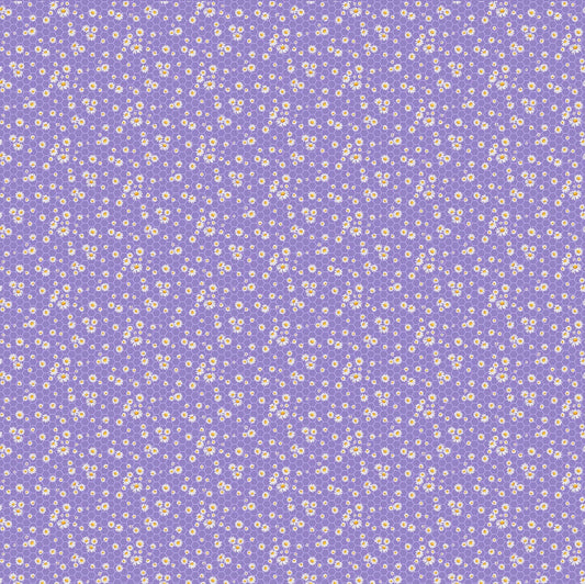 Mini Daisy on Light Purple - Lavender Market Cotton Print Fabric - End of Bolt 185cm