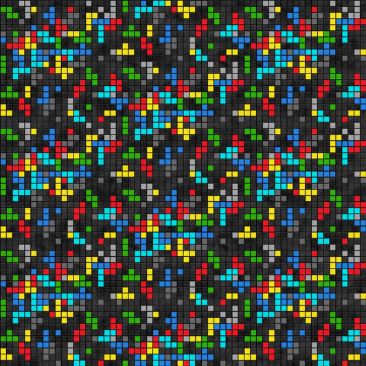 Tetris Blocks on Black Multi - Gaming Zone Cotton Print Fabric - per half metre