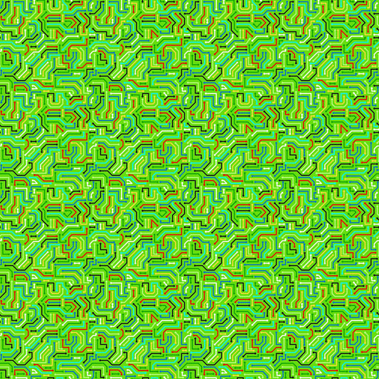 Circuit Board on Green Multi - Gaming Zone Cotton Print Fabric - per half metre