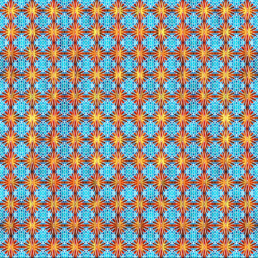 Sea Blooms on Blue - Calypso II Cotton Print Fabric - per half metre