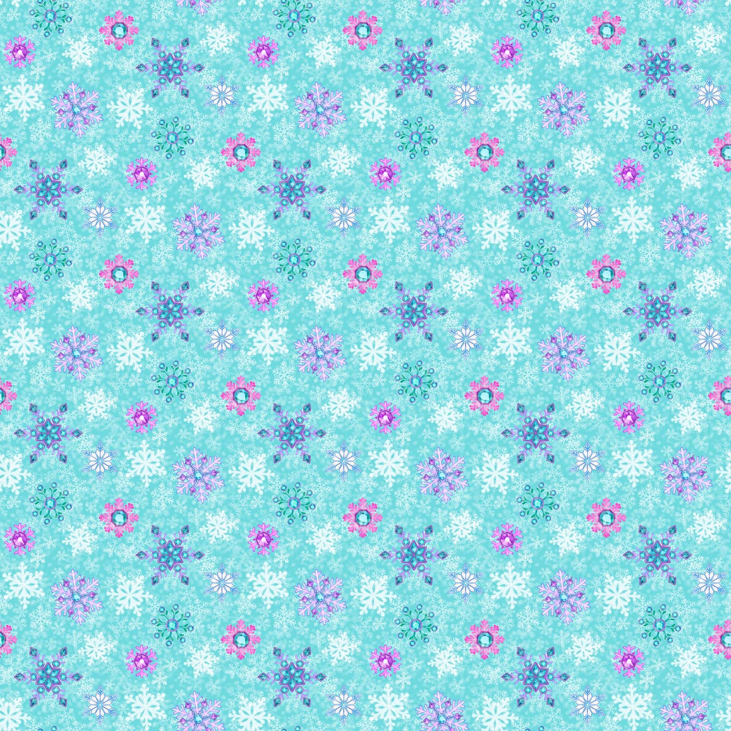 Snowflakes - Merry and Bright Cotton Print Fabric - per half metre