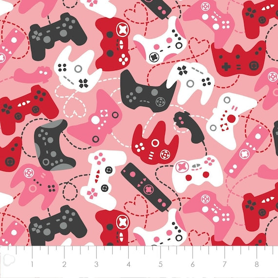 Game Controllers - Be my Player 2 Cotton Print Fabric - per half metre