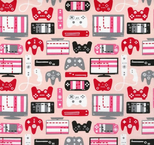 Gaming Consoles - Be my Player 2 Cotton Print Fabric - per half metre