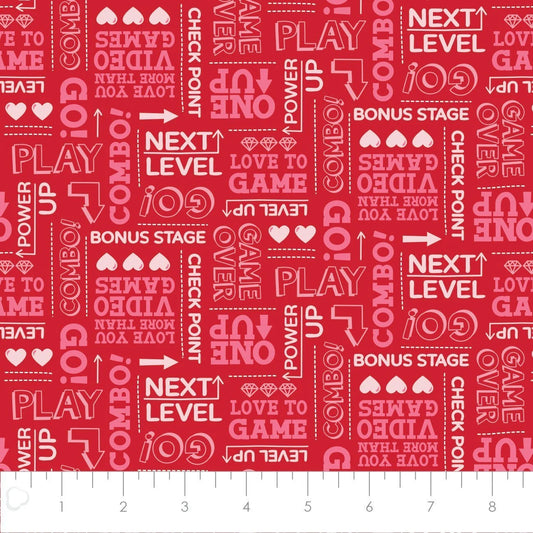 Gaming Words - Be my Player 2 Cotton Print Fabric - per half metre