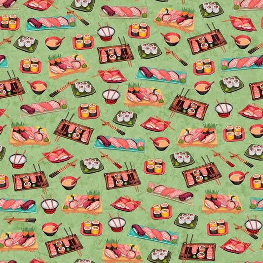 Sushi Platter - Order Up Cotton Print Fabric - per half metre