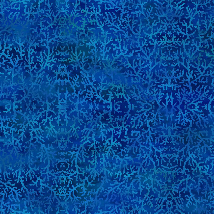 Blue Coral - Calypso II Cotton Print Fabric - per half metre