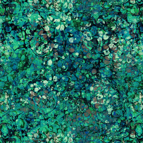 Dragon Scale Texture on Aqua - Dragon Fyre Cotton Print Fabric - per half metre