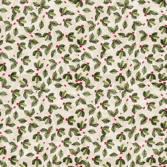 Holly - Wonderful Christmastime Cotton Print Fabric Extra Wide - per half metre