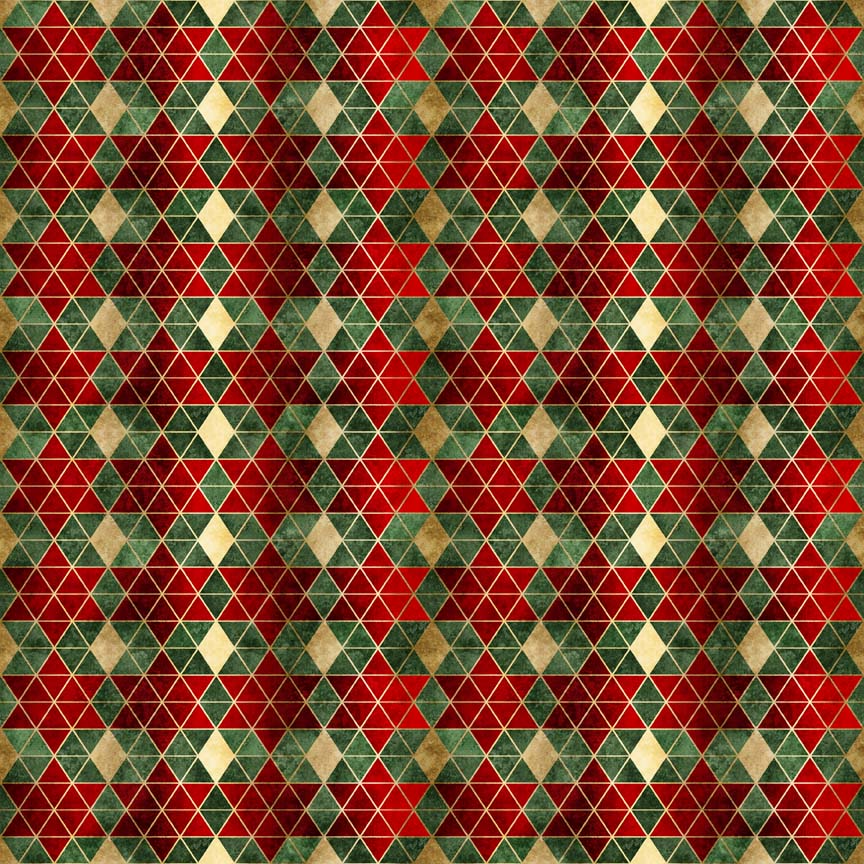 Diamond Grid - Wonderful Christmastime Cotton Print Fabric - per half metre