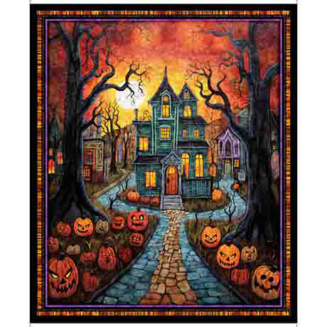 Haunted House Panel - Creepin' It Real Cotton Print Fabric - per panel