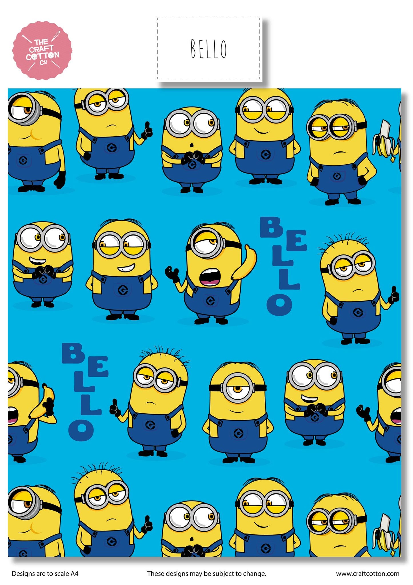 Bello - Minions Cotton Print Fabric - per half metre