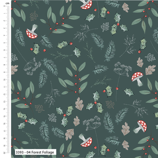 Forest Foliage - Little Red Robin Cotton Print Fabric - per half metre