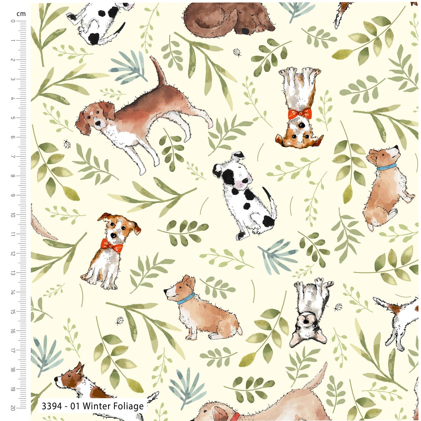 Winter Foliage - Man's Best Friend Cotton Print Fabric - per half metre