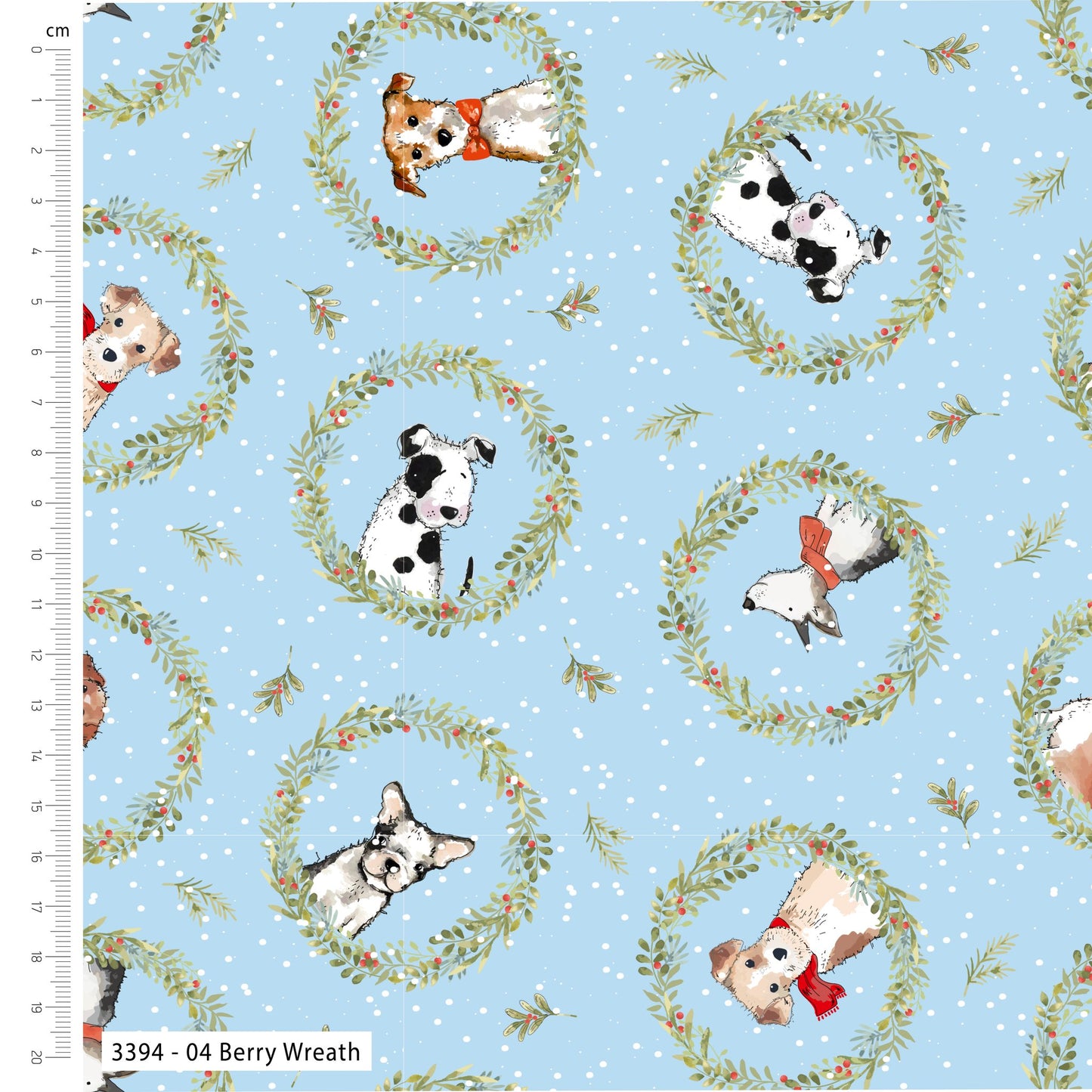 Berry Wreath - Man's Best Friend Cotton Print Fabric - per half metre