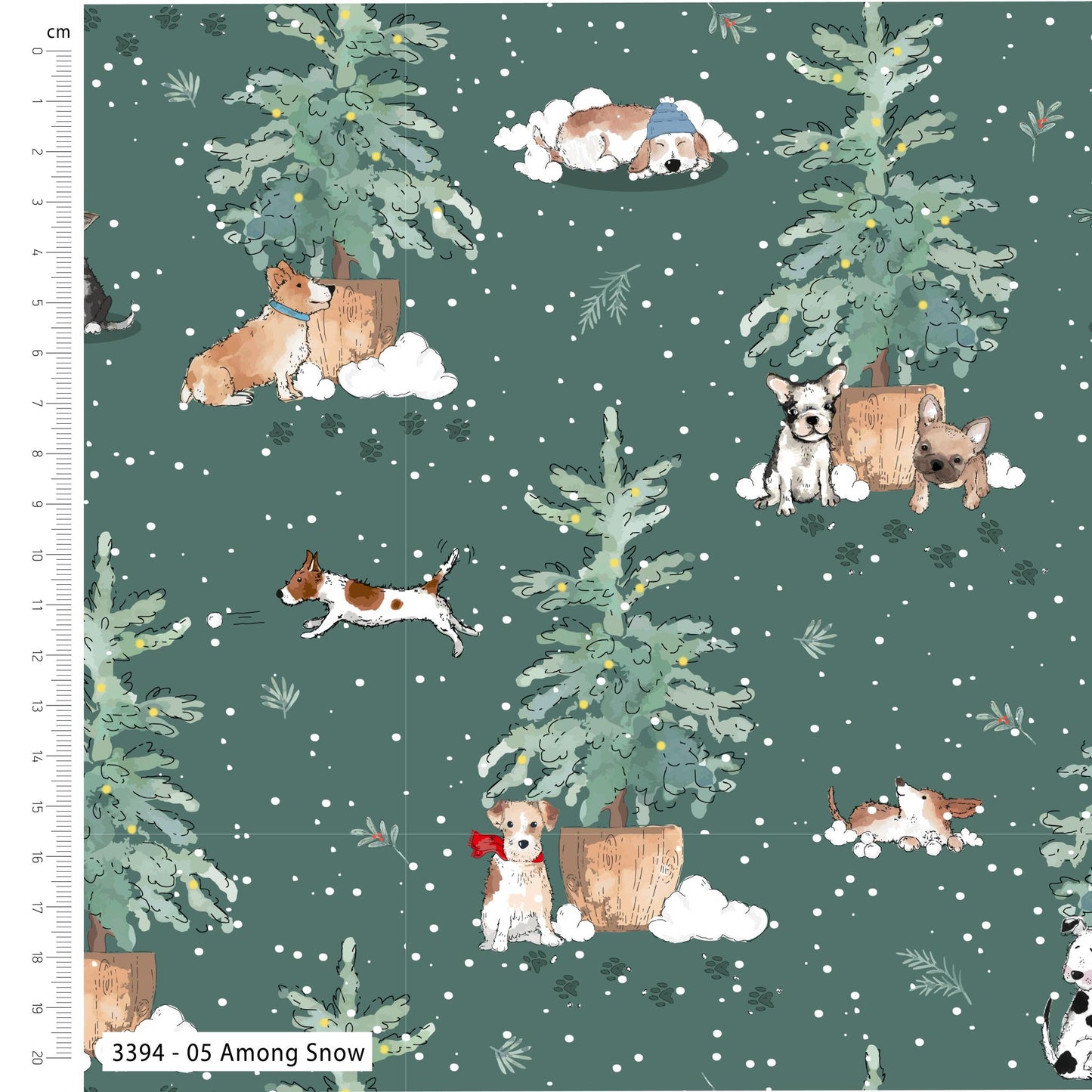 Among Snow - Man's Best Friend Cotton Print Fabric - per half metre