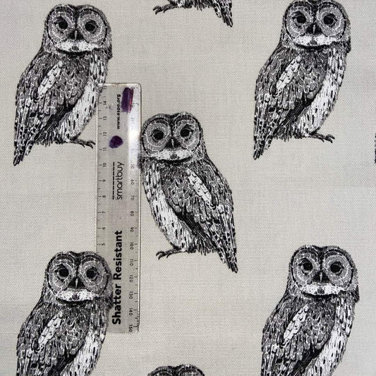 Linen Look Cotton Half Panama Canvas - Owls - per half metre