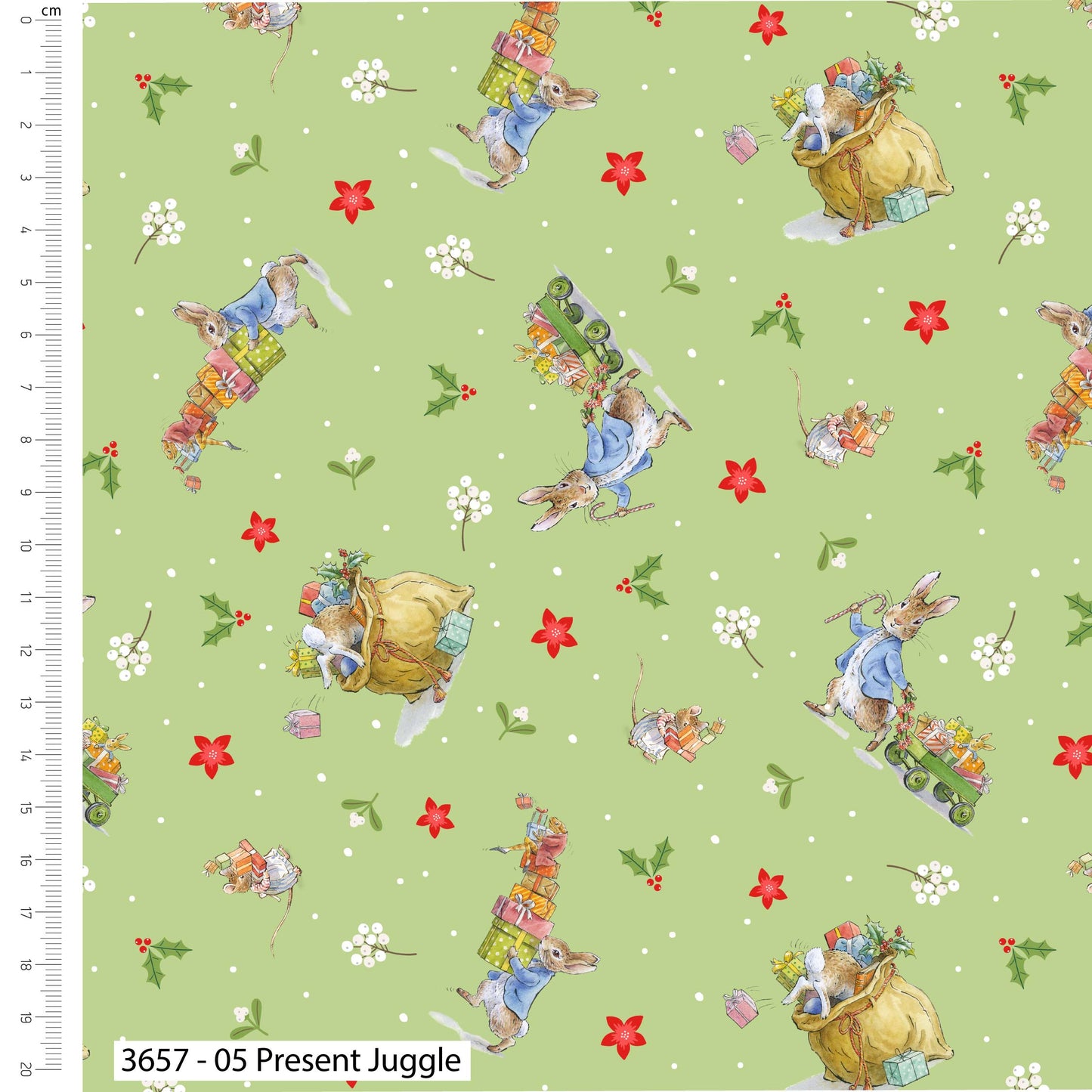 Present Juggle - Christmas Orchard - Peter Rabbit Cotton Print Fabric - per half metre