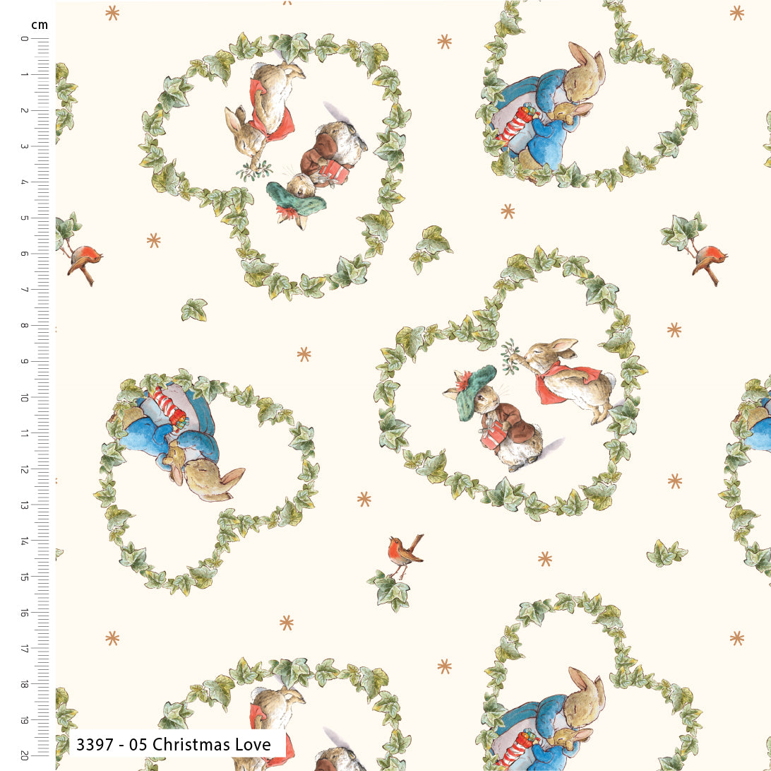 Christmas Love - The Joy of Giving Peter Rabbit Christmas Cotton Print Fabric - per half metre