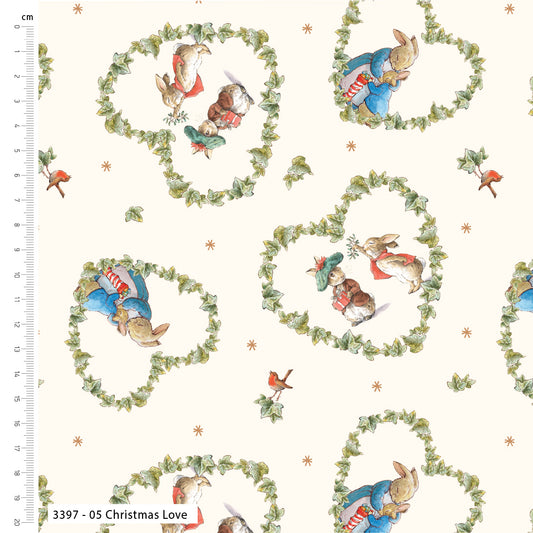 Christmas Love - The Joy of Giving Peter Rabbit Christmas Cotton Print Fabric - per half metre