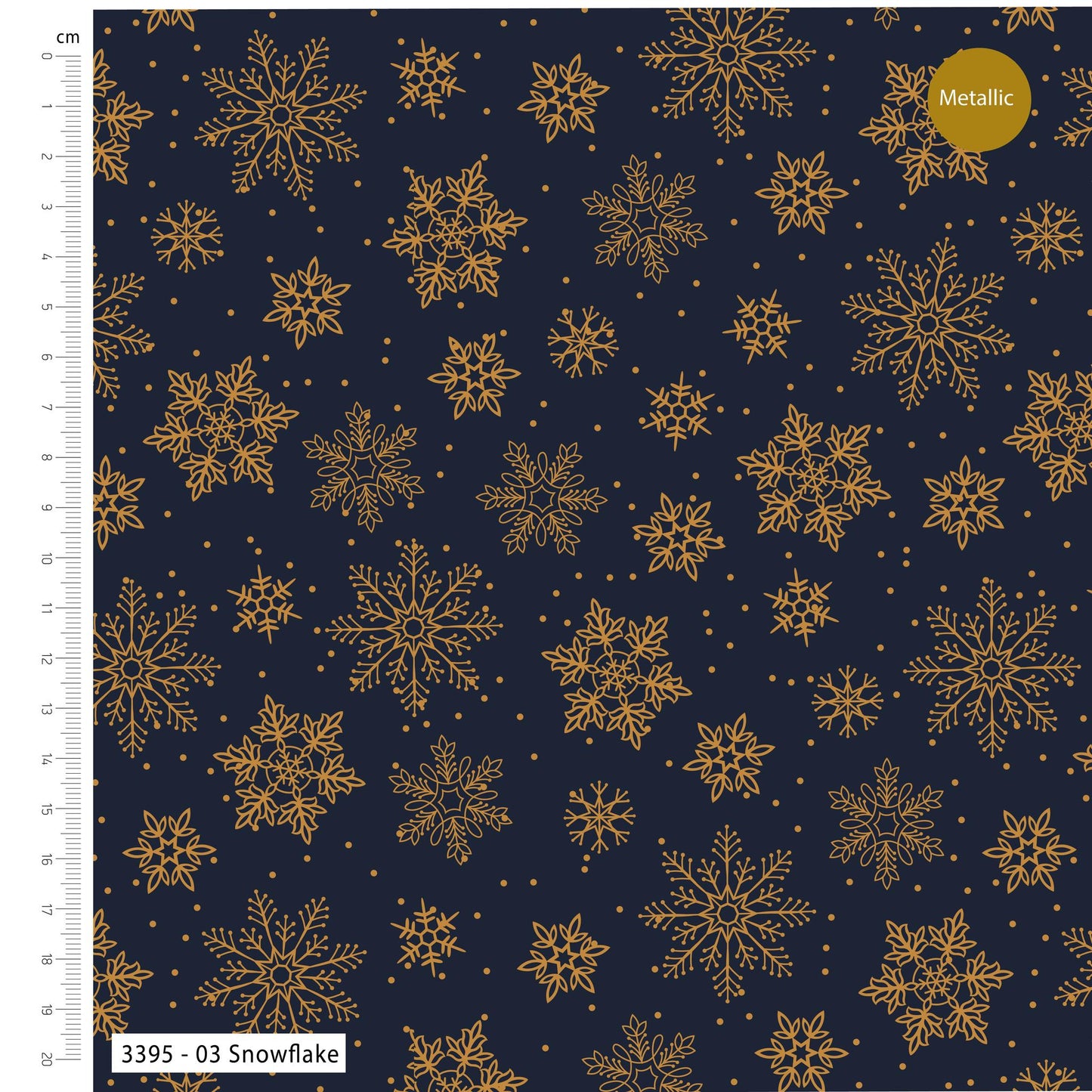 Snowflake - Simple Metallic Christmas Cotton Print Fabric - per half metre