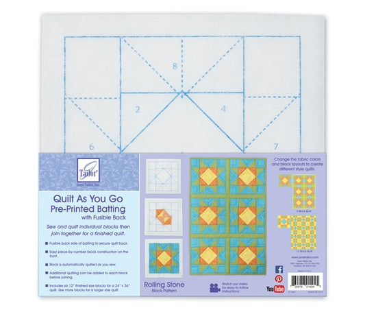 Rolling Stone - Pre Printed Quilt Blocks - Quilt As You Go