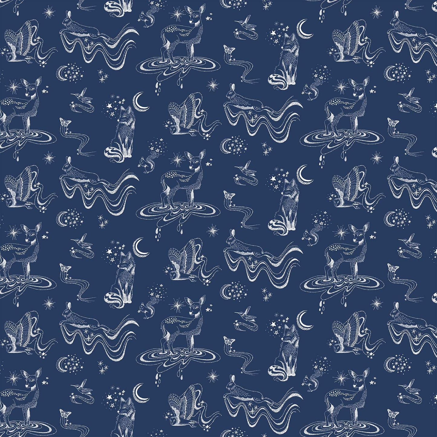 Celestial Animals - Magic Garden Cotton Print Fabric - per half metre