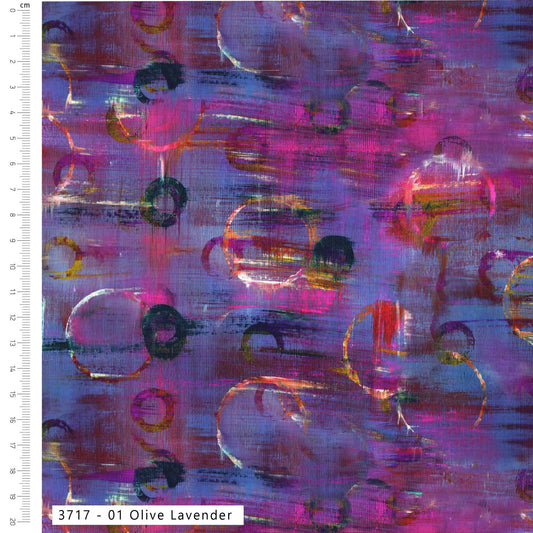 Olive Lavender - Layers of Time Cotton Print Fabric - per half metre