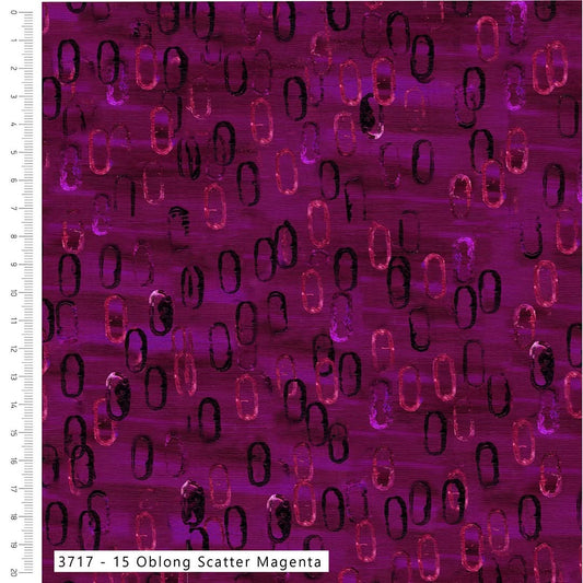 Oblong Scatter Magenta - Layers of Time Cotton Print Fabric - per half metre