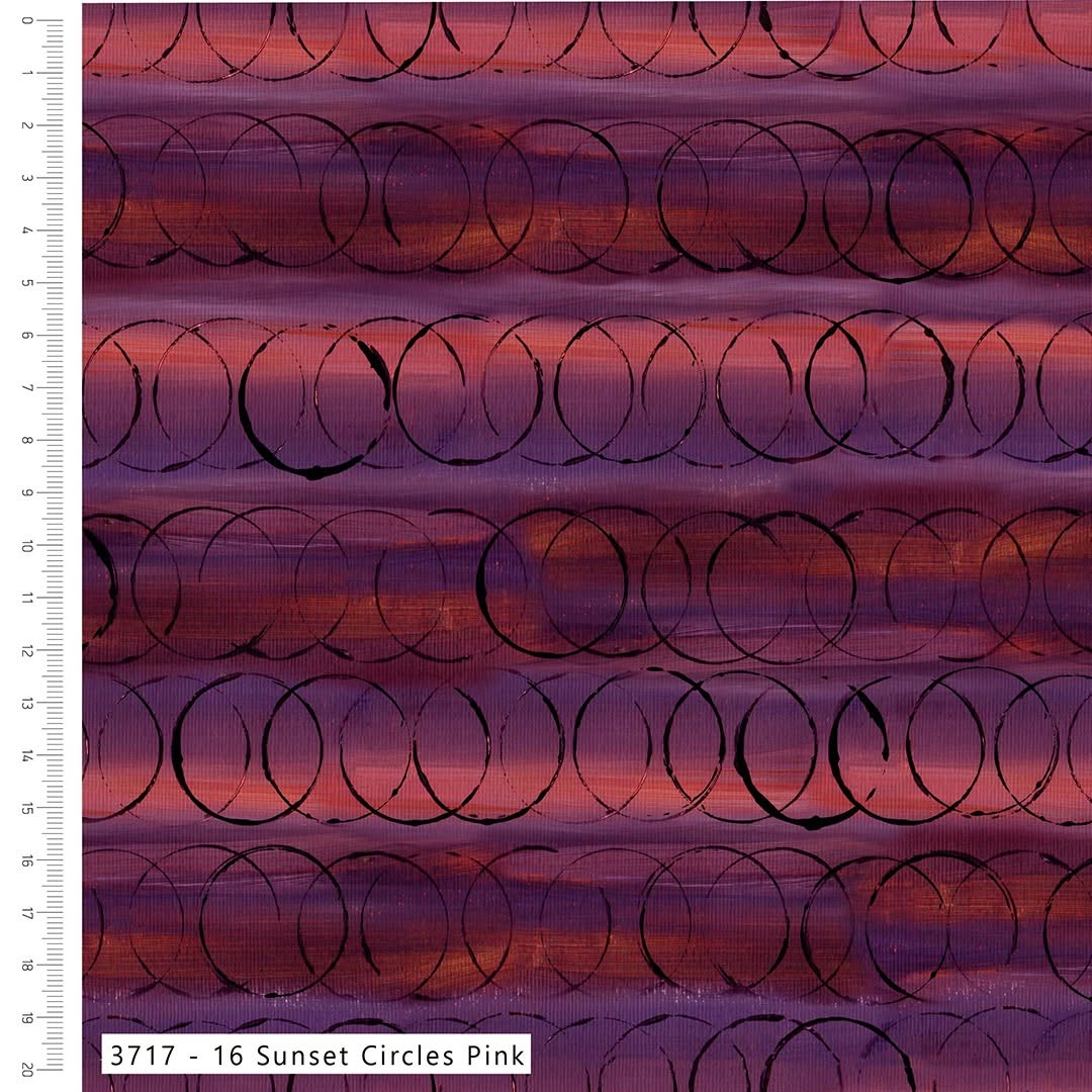 Sunset Circles Pink - Layers of Time Cotton Print Fabric - per half metre