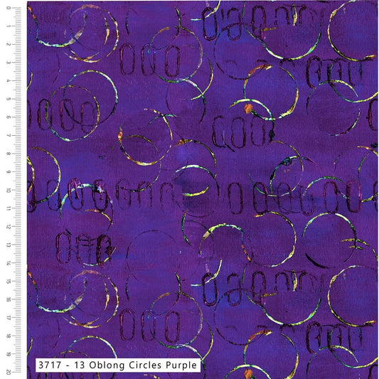 Oblong Circles Purple - Layers of Time Cotton Print Fabric - per half metre