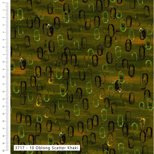 Oblong Scatter Khaki - Layers of Time Cotton Print Fabric - per half metre