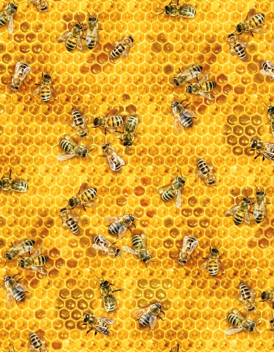 Bees and Honey - Landscape Medley Cotton Print Fabric - per half metre