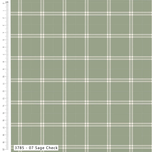 Sage Check - Holly Jolly Patch Cotton Print Fabric - per half metre