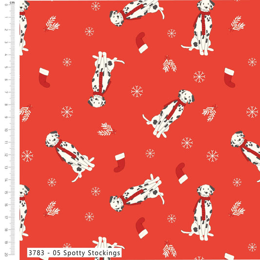 Spotty Stockings - Holly & Hounds Cotton Print Fabric - per half metre