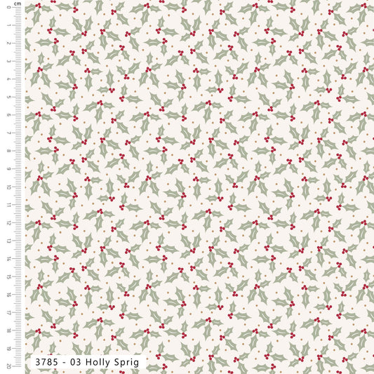Holly Sprig - Holly Jolly Patch Cotton Print Fabric - per half metre