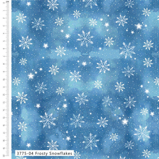 Frosty Snowflakes - A Roar A Frost Cotton Print Fabric - per half metre