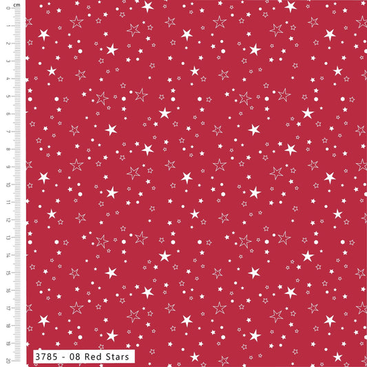 Red Stars - Holly Jolly Patch Cotton Print Fabric - per half metre
