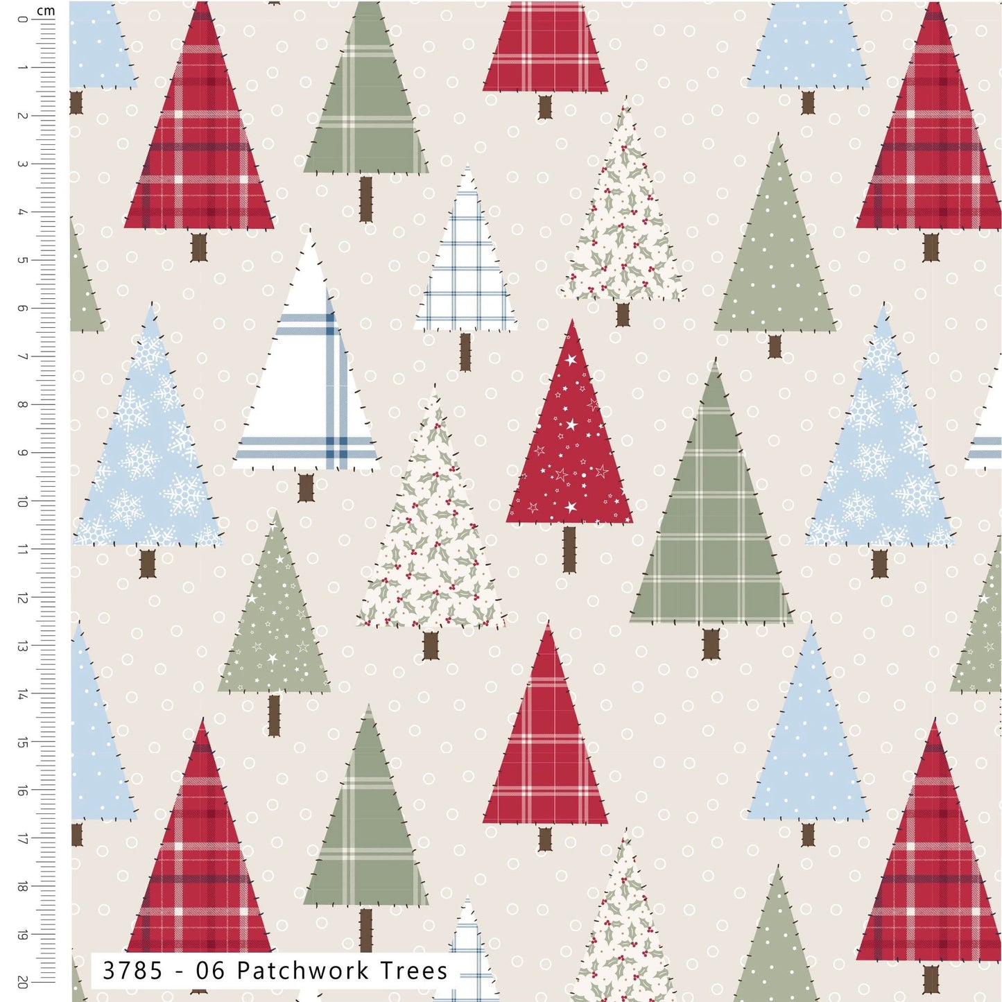 Patchwork Trees - Holly Jolly Patch Cotton Print Fabric - per half metre