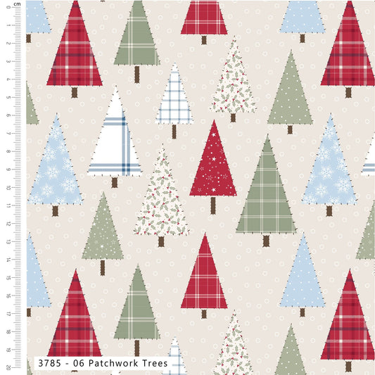Patchwork Trees - Holly Jolly Patch Cotton Print Fabric - per half metre