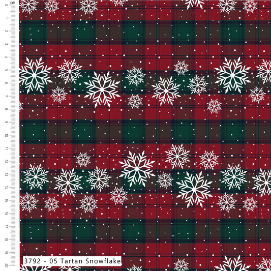 Tartan Snowflake - Christmas Toybox Cotton Print Fabric - per half metre