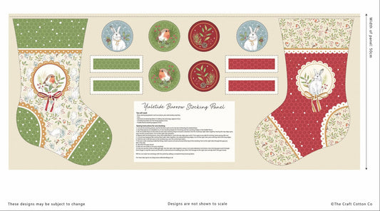 Stocking Panel - Yuletide Burrow Cotton Print Fabric - per panel