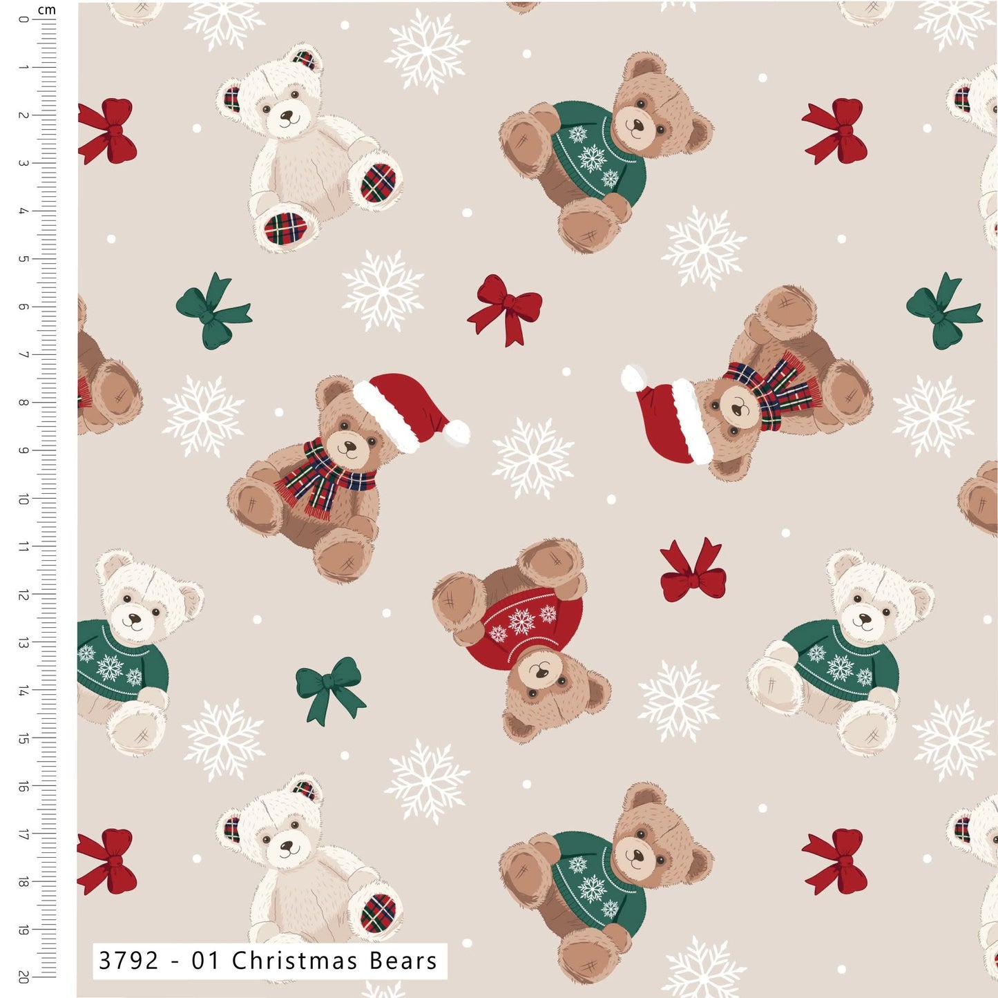 Christmas Bears - Christmas Toybox Cotton Print Fabric - per half metre