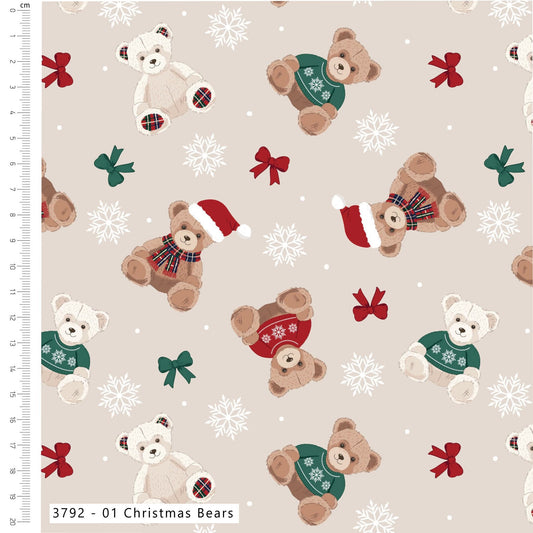 Christmas Bears - Christmas Toybox Cotton Print Fabric - per half metre